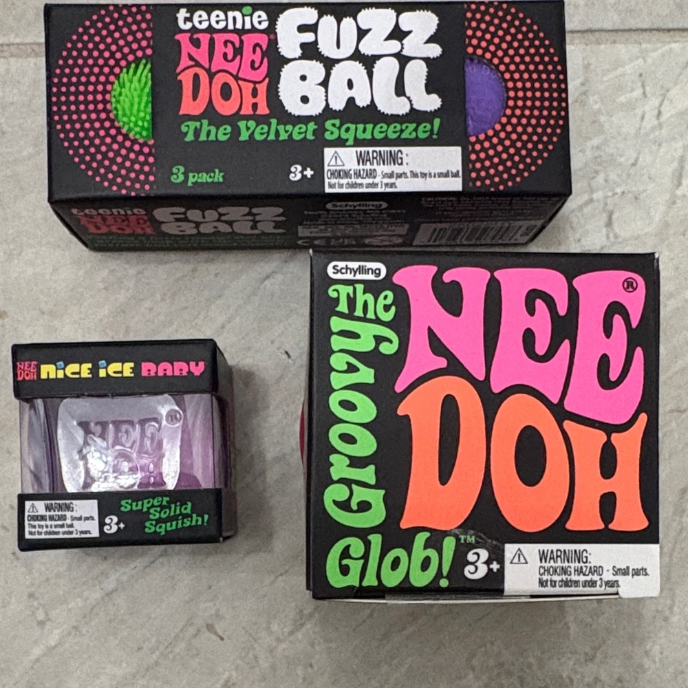 Schylling NeeDoh Groovy GlobPink, Teenie velvet squeeze3,& Nice ice!Genuine